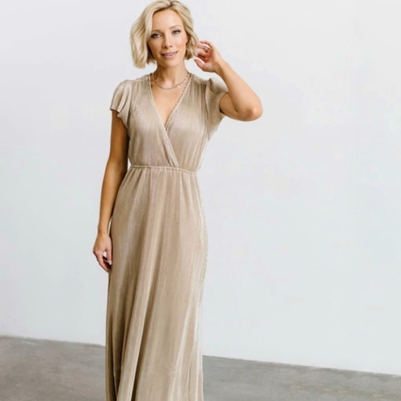 Baltic Born Athena pleated maxi dress in gold - Picture 1 of 8